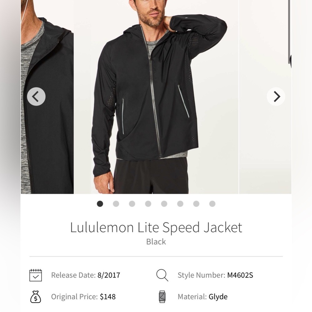 Lululemon Men’s Black Lite Speed Jacket - Large